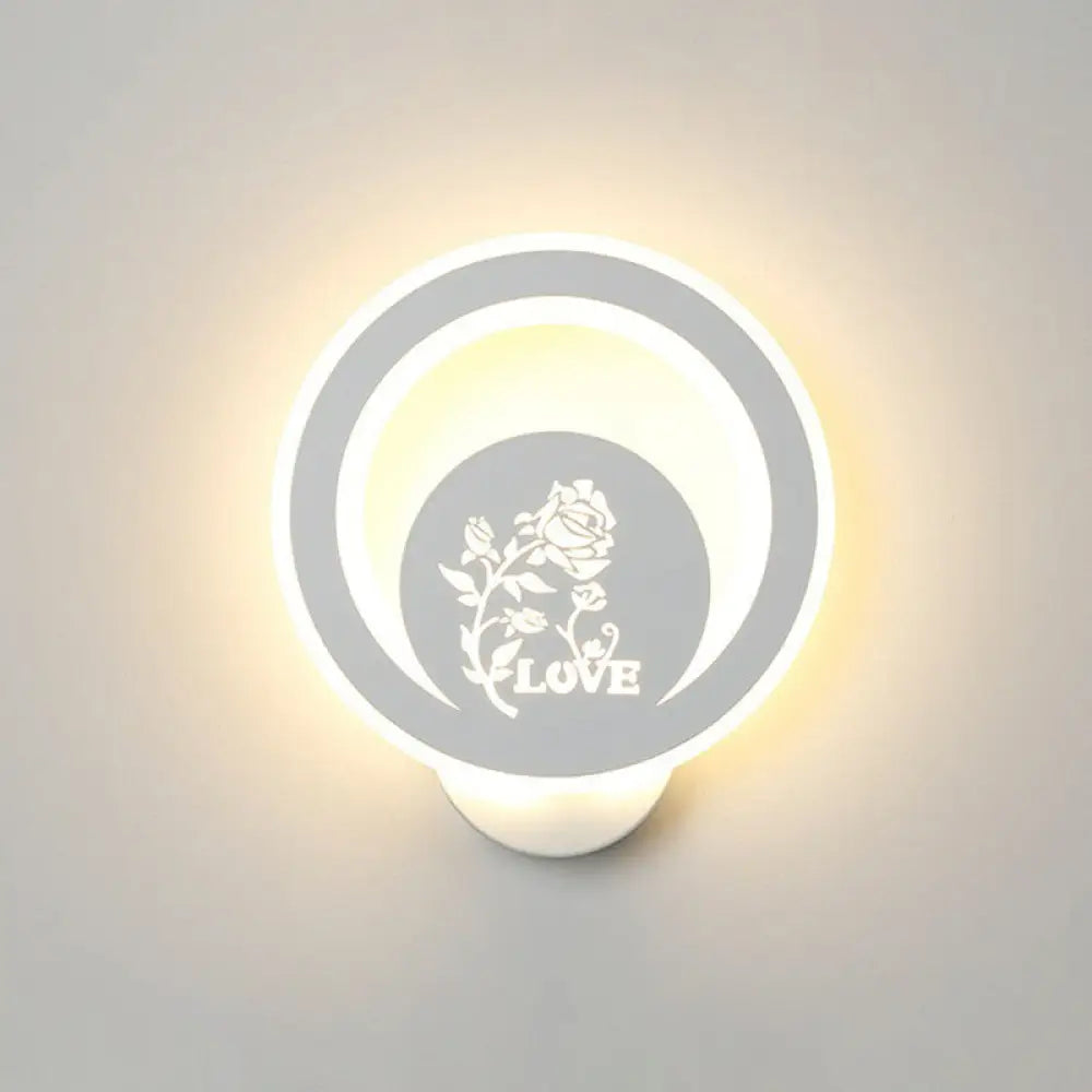 DecorBites™ Modern Circular Sconce Lighting: Acrylic LED Wall Light Fixture in White for Living Room