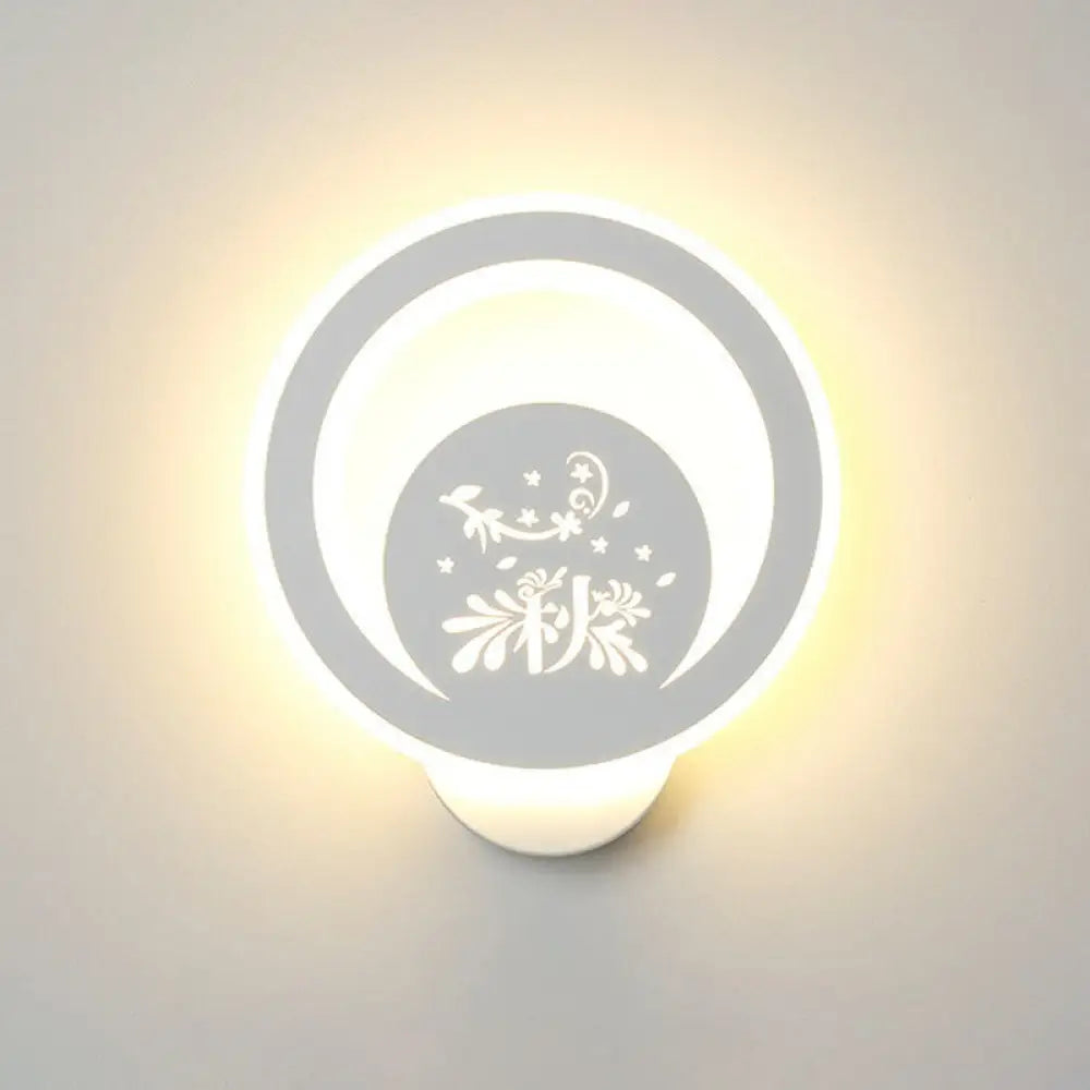 DecorBites™ Modern Circular Sconce Lighting: Acrylic LED Wall Light Fixture in White for Living Room