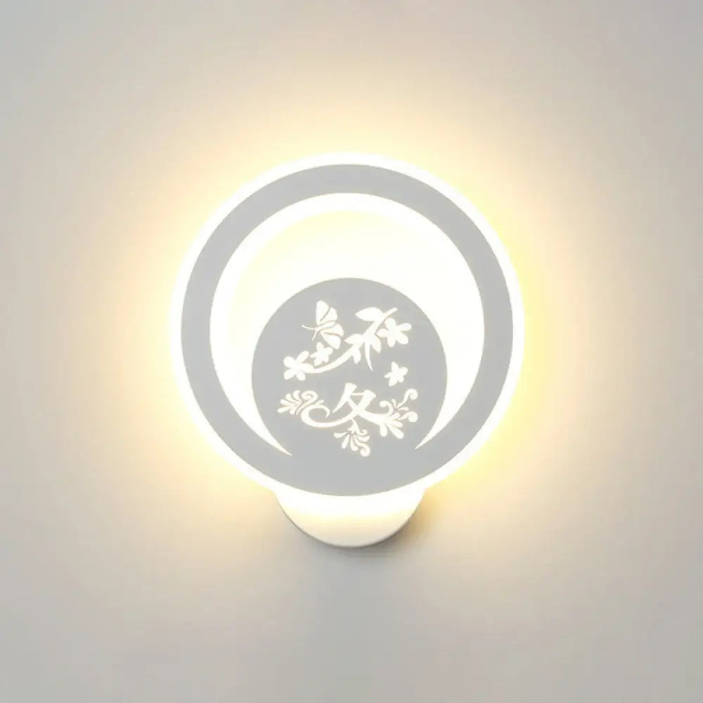 DecorBites™ Modern Circular Sconce Lighting: Acrylic LED Wall Light Fixture in White for Living Room