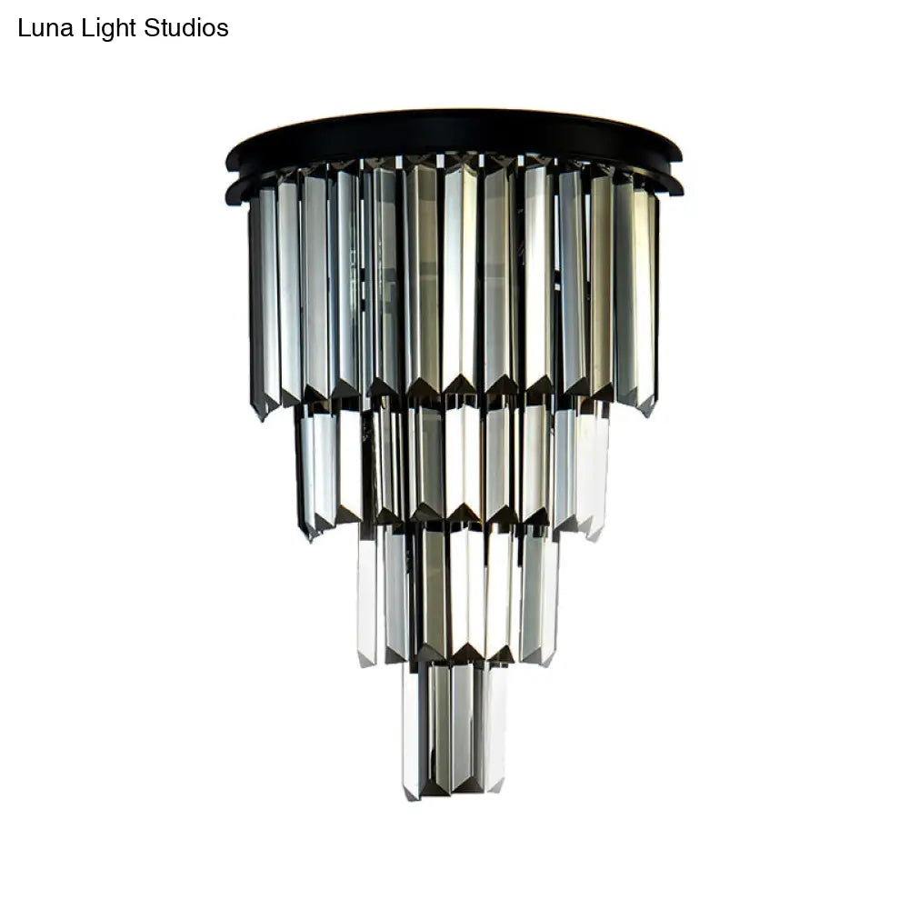 DecorBites™ Modern Clear/Amber Layered Wall Light Sconce with Crystal Accents - 2-Light Wall Mounted Lamp for Living Room
