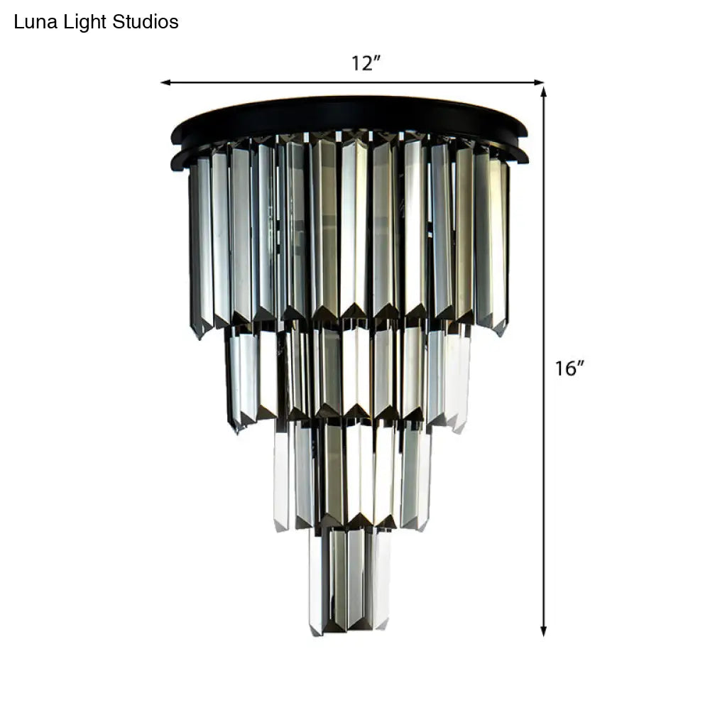 DecorBites™ Modern Clear/Amber Layered Wall Light Sconce with Crystal Accents - 2-Light Wall Mounted Lamp for Living Room