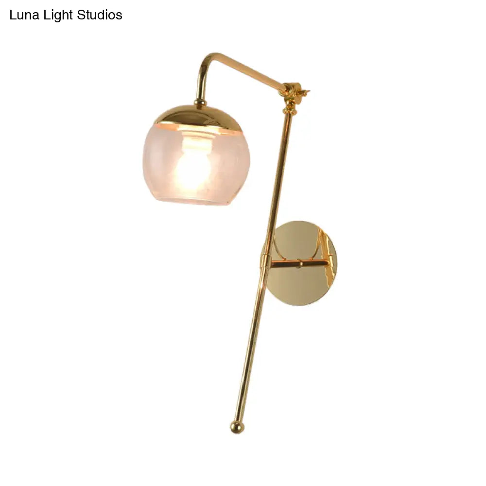 DecorBites™ Modern Clear/Black Glass Ball Wall Sconce Light Fixture with Metal Arm - Bedside Lighting