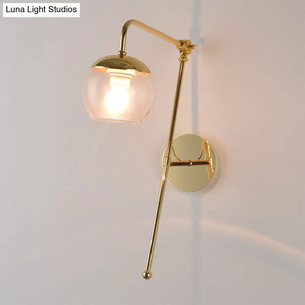 DecorBites™ Modern Clear/Black Glass Ball Wall Sconce Light Fixture with Metal Arm - Bedside Lighting