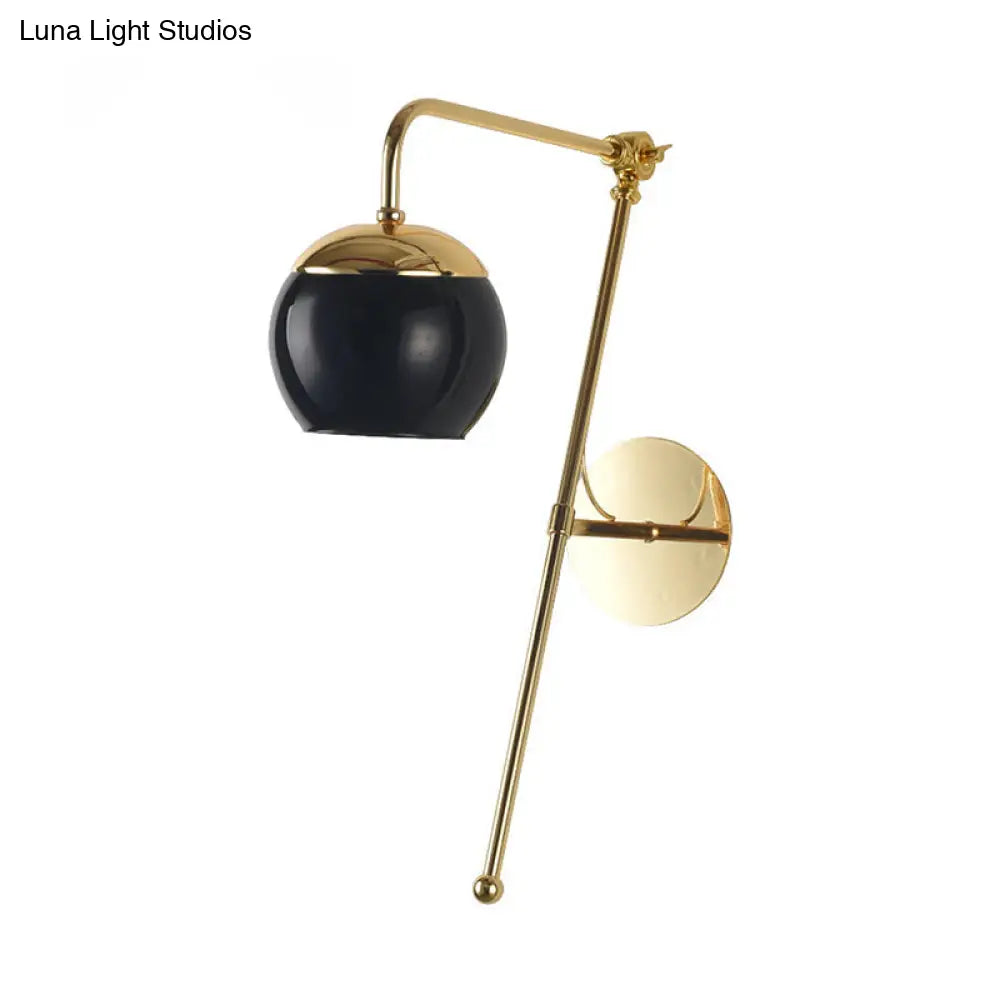 DecorBites™ Modern Clear/Black Glass Ball Wall Sconce Light Fixture with Metal Arm - Bedside Lighting