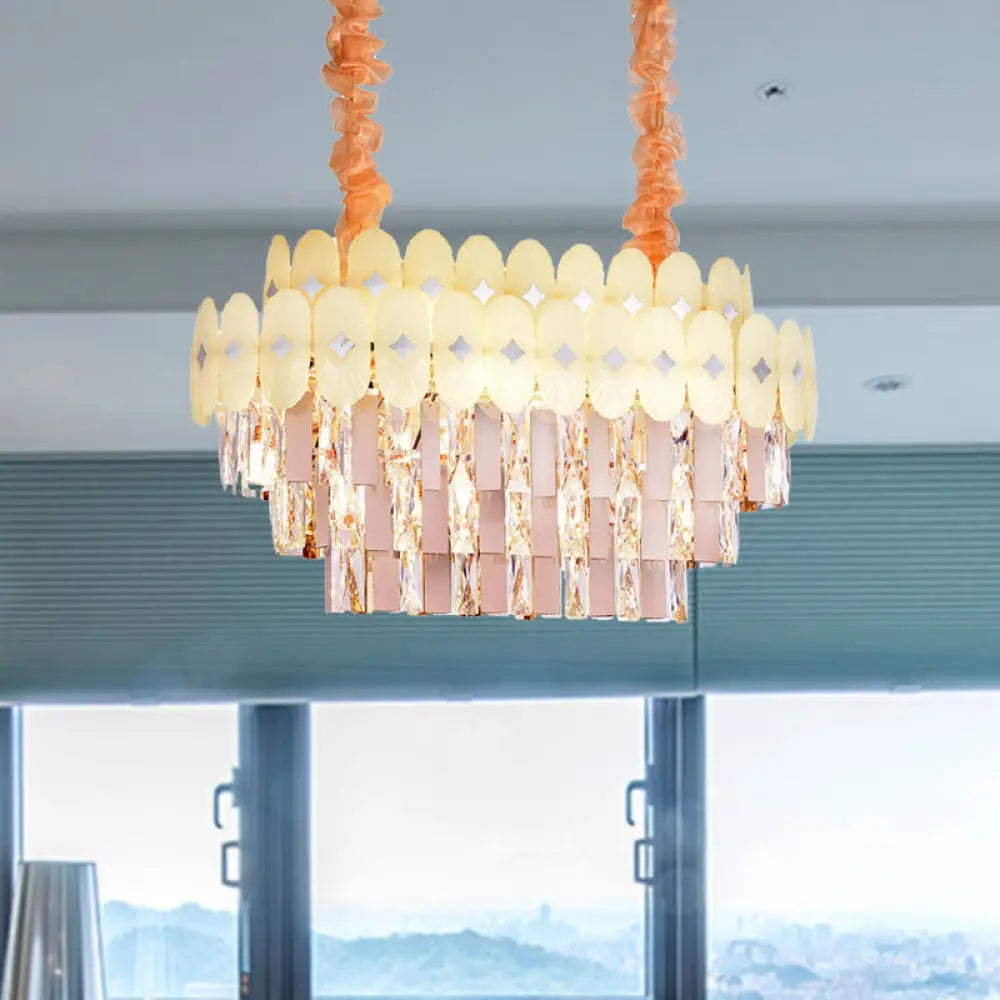 DecorBites™ Modern Clear Crystal Island Chandelier - 12 Light Oval Pendant for Dining Room