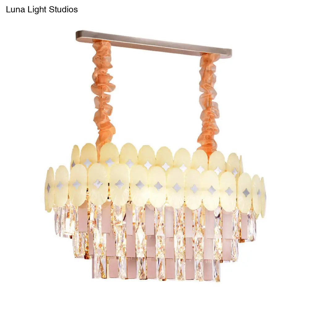 DecorBites™ Modern Clear Crystal Island Chandelier - 12 Light Oval Pendant for Dining Room