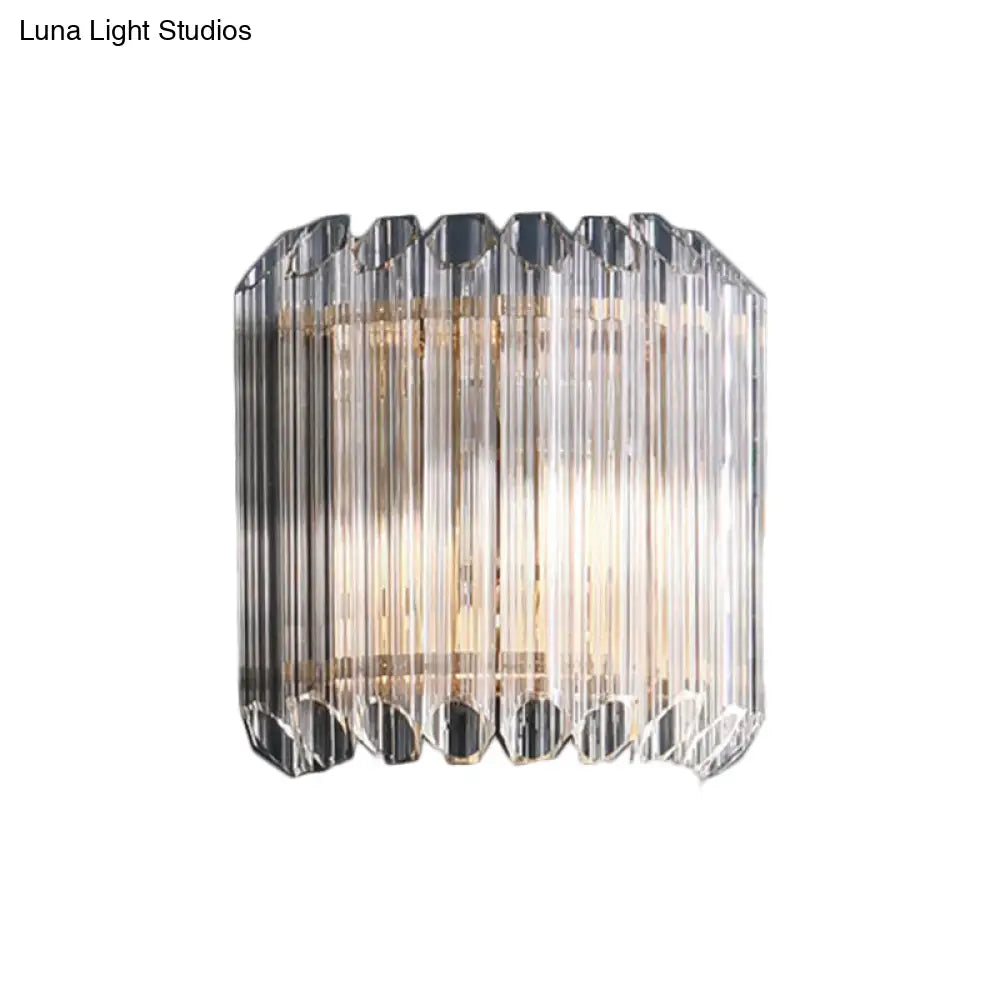 DecorBites™ Modern Clear Crystal Wall Sconce - Half Drum Bedroom Light Fixture with 1 Light Simplicity