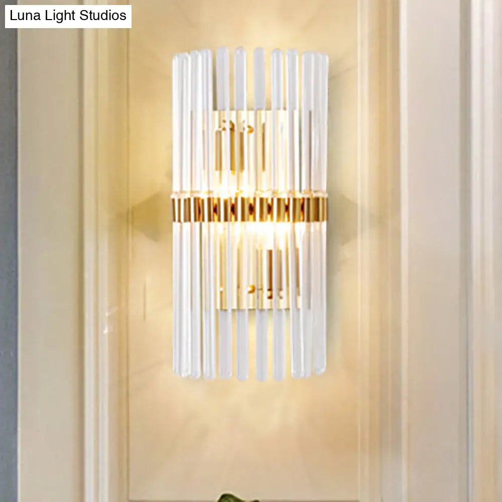 DecorBites™ Modern Clear Crystal Wall Sconce - Stylish 2 Light Gold Finish for Living Room