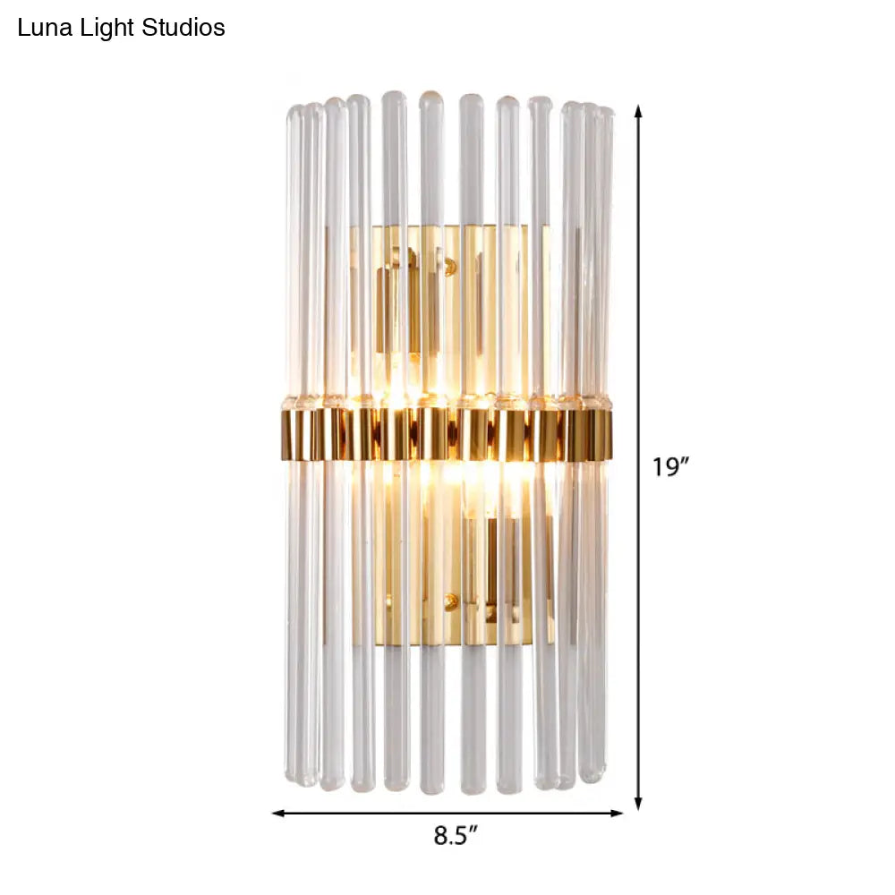 DecorBites™ Modern Clear Crystal Wall Sconce - Stylish 2 Light Gold Finish for Living Room
