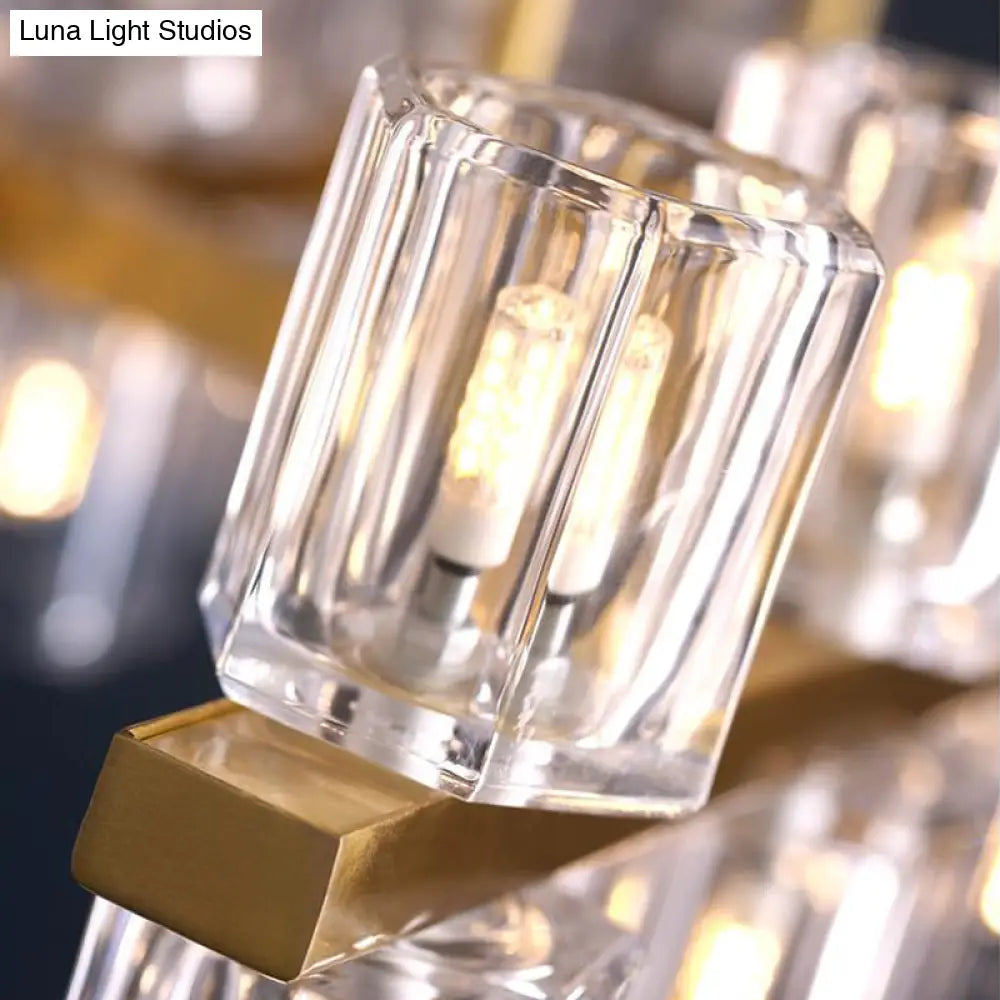 DecorBites™ Modern Clear Glass Cylinder Island Light Fixture - 10 Head Gold Suspension Pendant for Restaurants