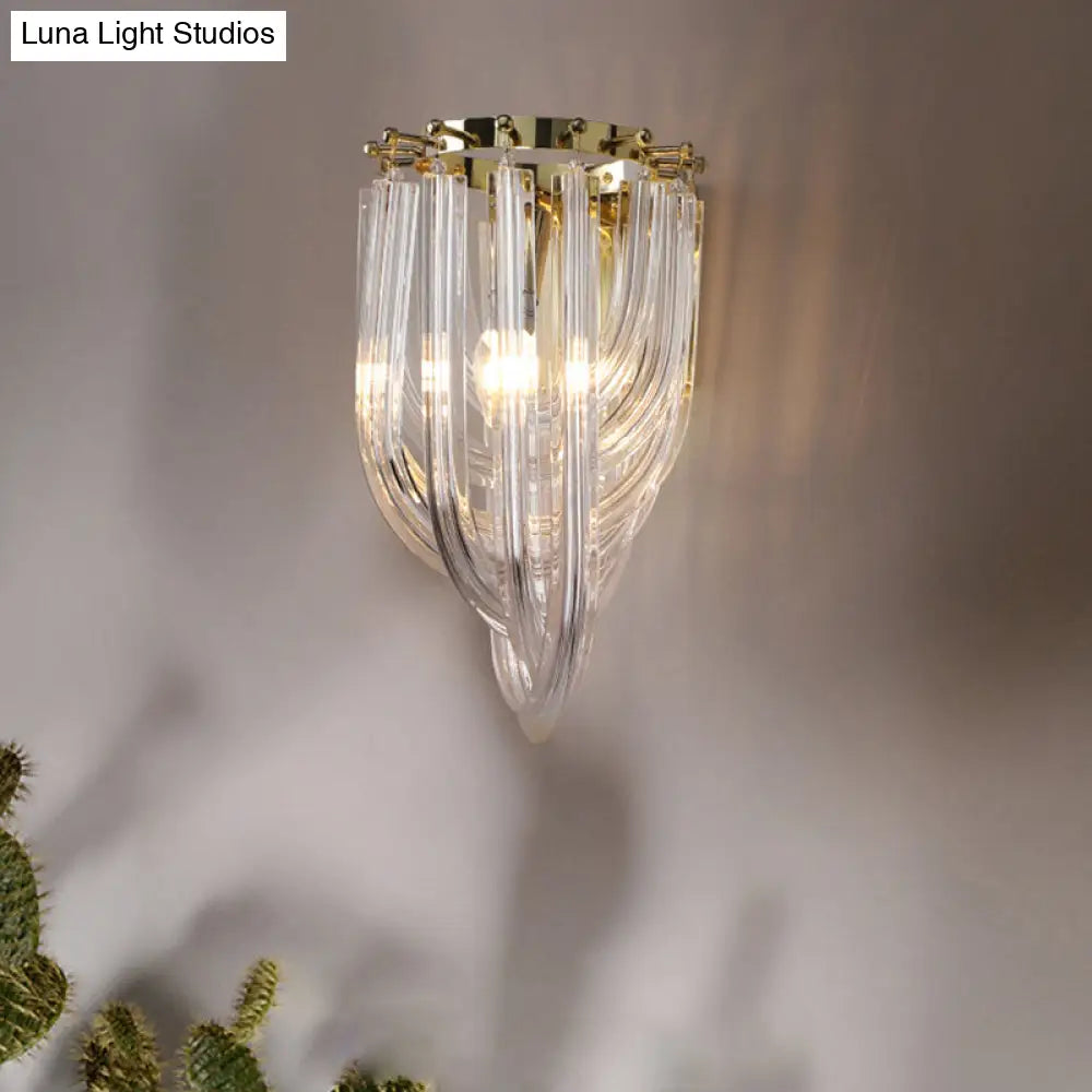 DecorBites™ Modern Clear Glass Geometric Wall Sconce - 1 Head Wall Lighting Fixture for Living Room