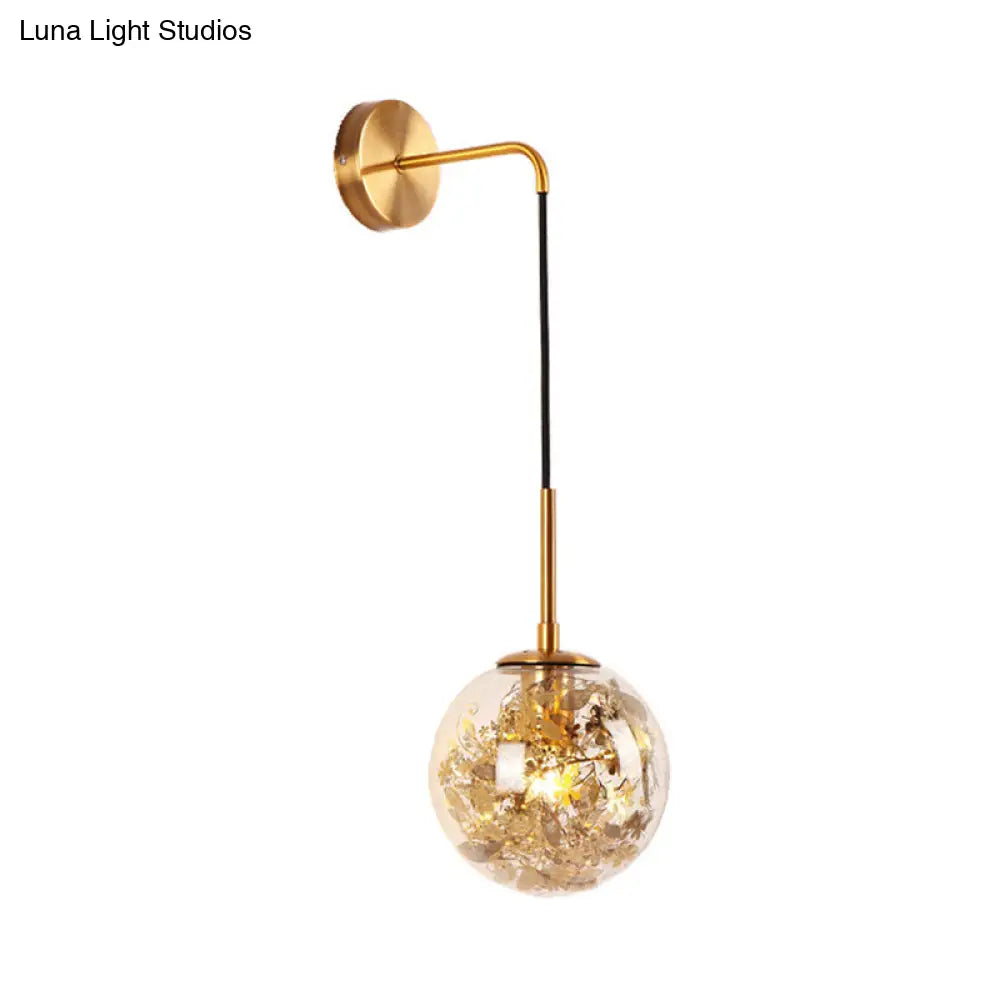 DecorBites™ Modern Clear Glass Wall Light with Flower Deco Cloth and Silver/Gold Finish
