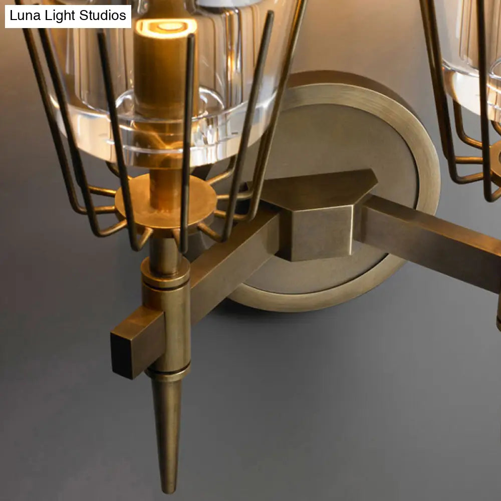 DecorBites™ Modern Clear Glass Wall Sconce – Tapered Design, Gold Finish, 1/2 Mount Lights