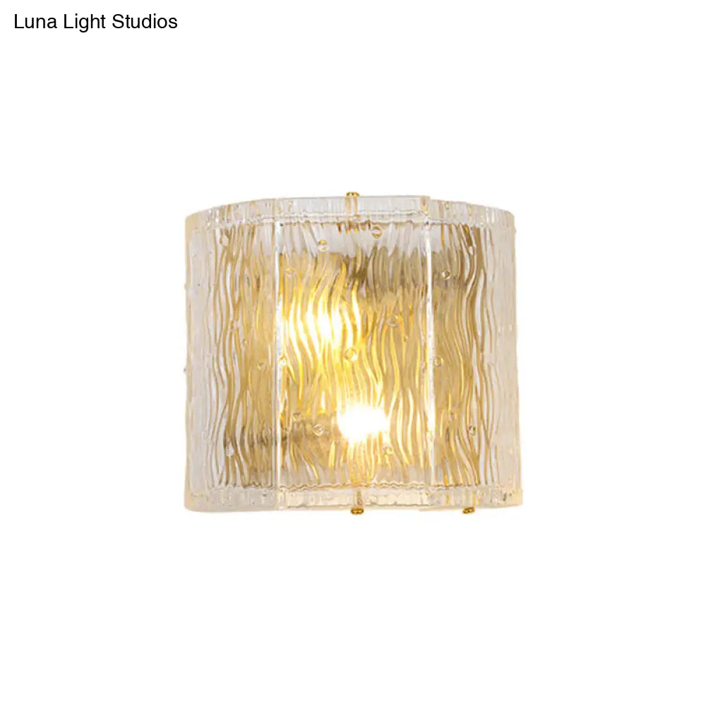 DecorBites™ Modern Clear Ripple Glass Wall Sconce with 2 Lights - Gold Finish