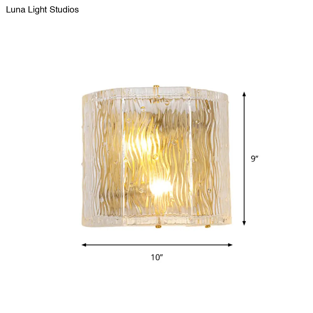 DecorBites™ Modern Clear Ripple Glass Wall Sconce with 2 Lights - Gold Finish