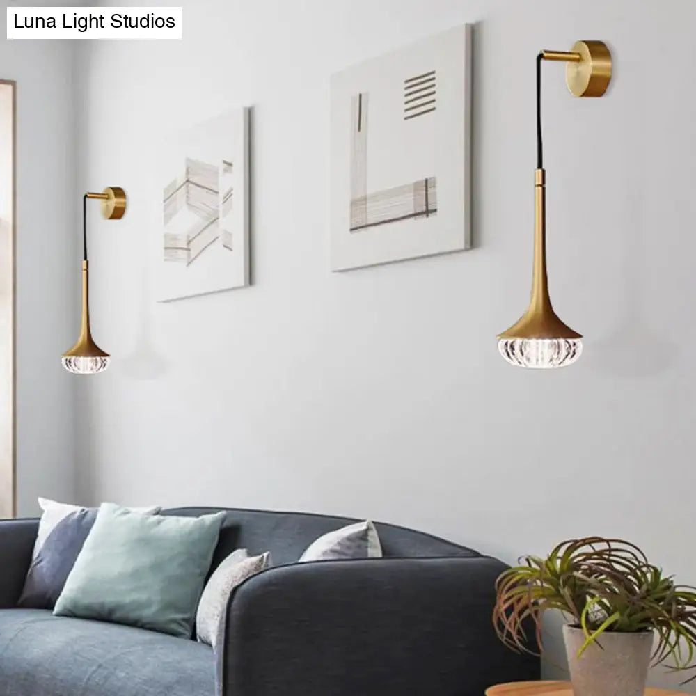 DecorBites™ Modern Clear Textured Glass Wall Sconce with Flared Design - 1 Bulb Wall Mount Lighting for Living Room