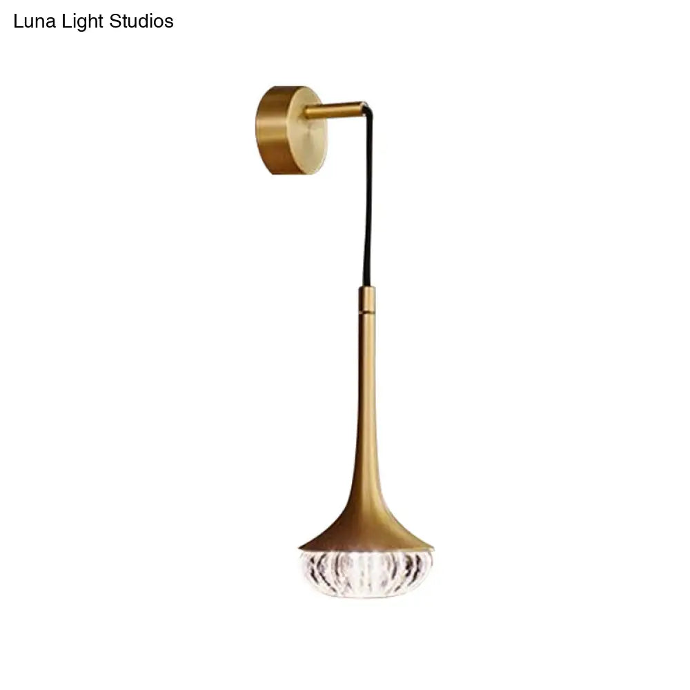 DecorBites™ Modern Clear Textured Glass Wall Sconce with Flared Design - 1 Bulb Wall Mount Lighting for Living Room