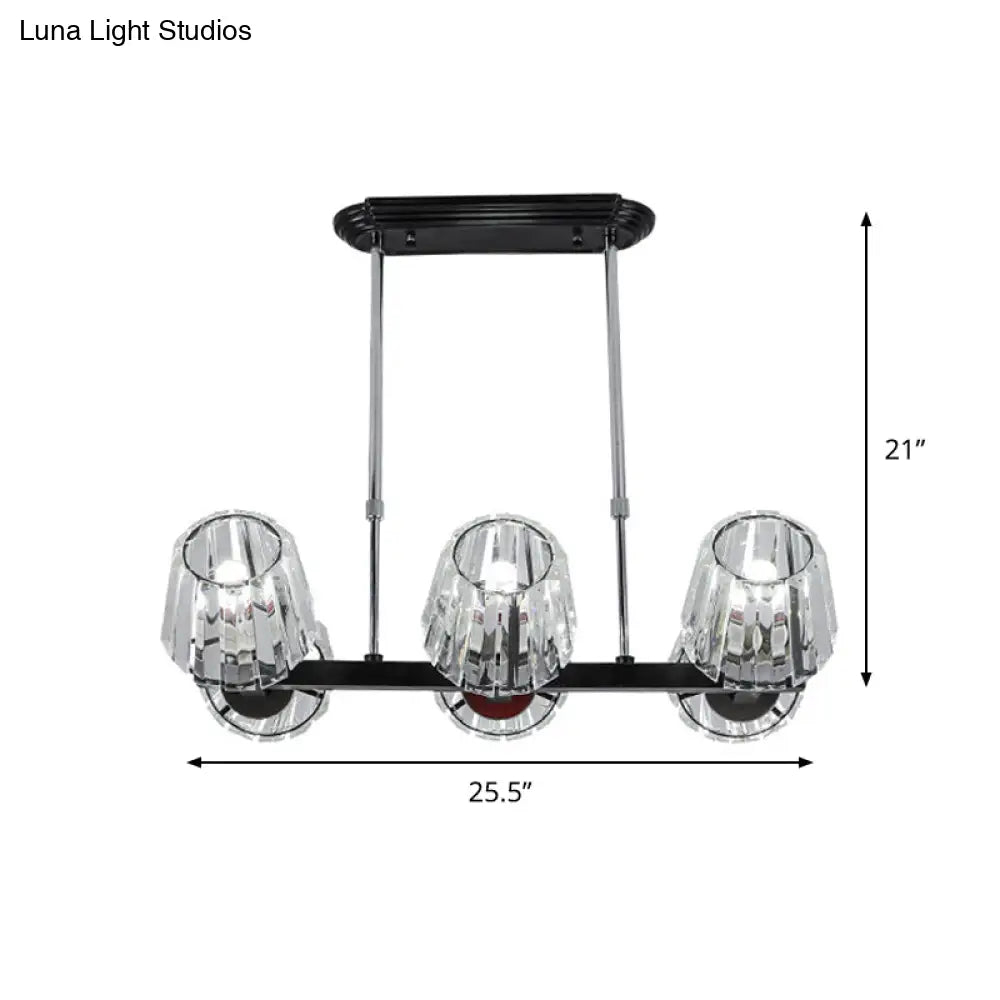 DecorBites™ Modern Conic Hanging Light Kit with Crystal Block - 4/6 Lights - Black