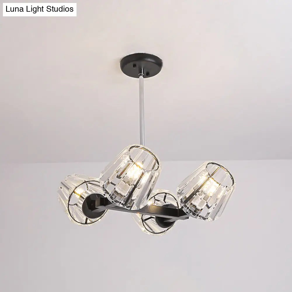 DecorBites™ Modern Conic Hanging Light Kit with Crystal Block - 4/6 Lights - Black