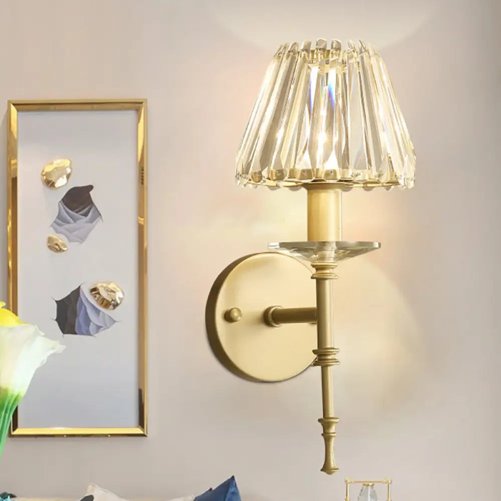 DecorBites™ Modern Conical Crystal Wall Light with Gold Finish - Stylish Lighting Fixture for Living Room