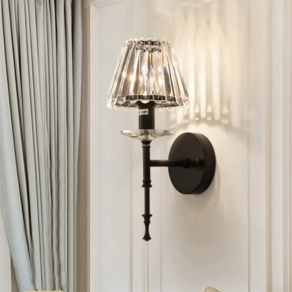DecorBites™ Modern Conical Crystal Wall Light with Gold Finish - Stylish Lighting Fixture for Living Room