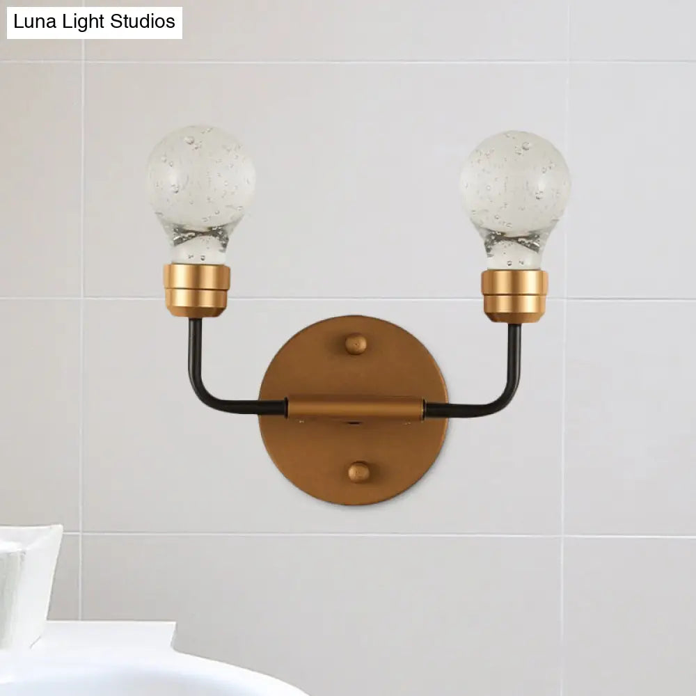 DecorBites™ Modern Crystal 2-Light Brass Wall Light - Bulb Shaped Sconce Lamp for Bedroom & Living Room, Warm/White Light