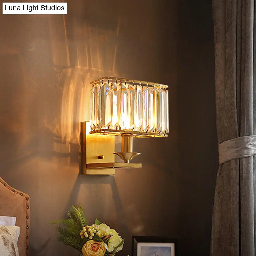 DecorBites™ Modern Crystal Brass Wall Sconce