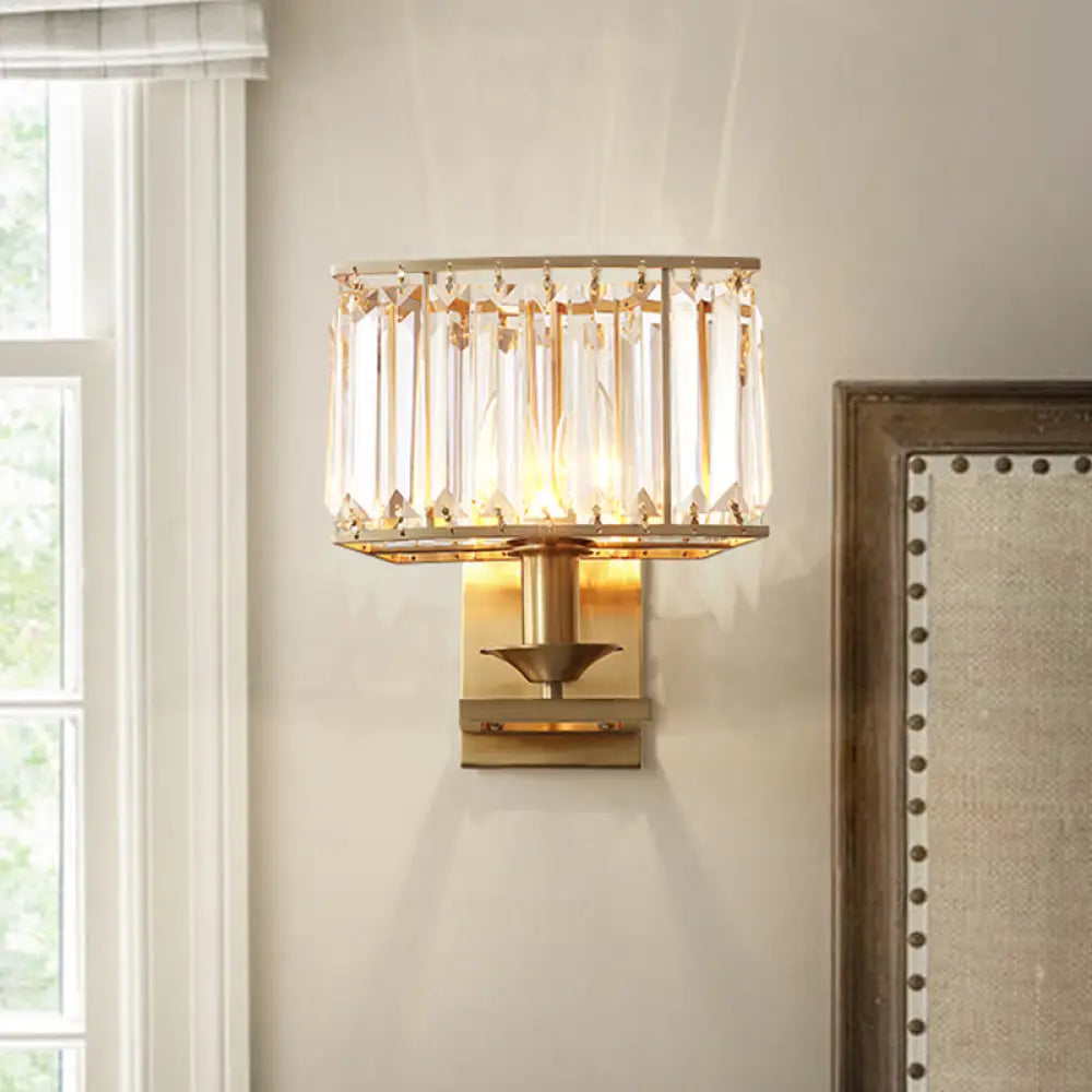 DecorBites™ Modern Crystal Brass Wall Sconce
