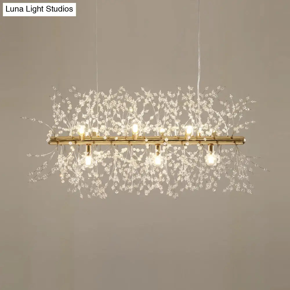 DecorBites™ Modern Crystal Flower Island Pendant Ceiling Lamp for Kitchen (9/12-Head, Chrome/Gold)