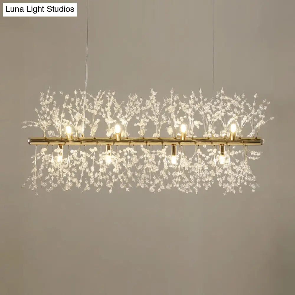 DecorBites™ Modern Crystal Flower Island Pendant Ceiling Lamp for Kitchen (9/12-Head, Chrome/Gold)