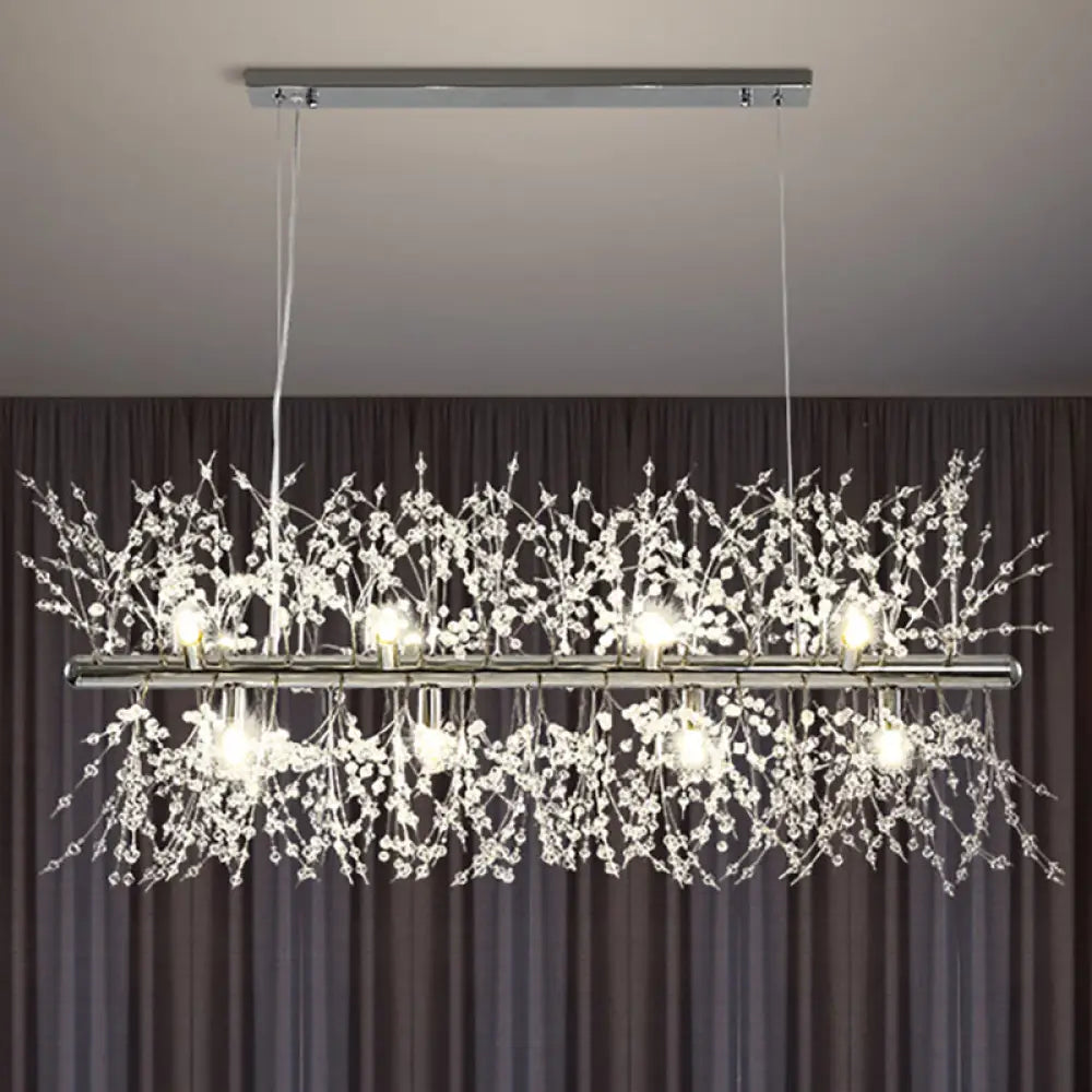 DecorBites™ Modern Crystal Flower Island Pendant Ceiling Lamp for Kitchen (9/12-Head, Chrome/Gold)