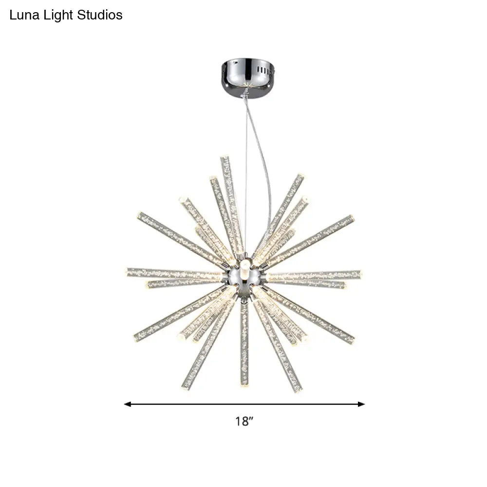DecorBites™ Modern Crystal LED Starburst Chandelier Pendant Light - 12.5"/18"/28" Wide, Clear Hanging Ceiling Fixture