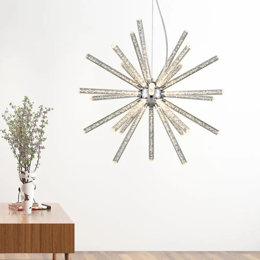DecorBites™ Modern Crystal LED Starburst Chandelier Pendant Light - 12.5"/18"/28" Wide, Clear Hanging Ceiling Fixture