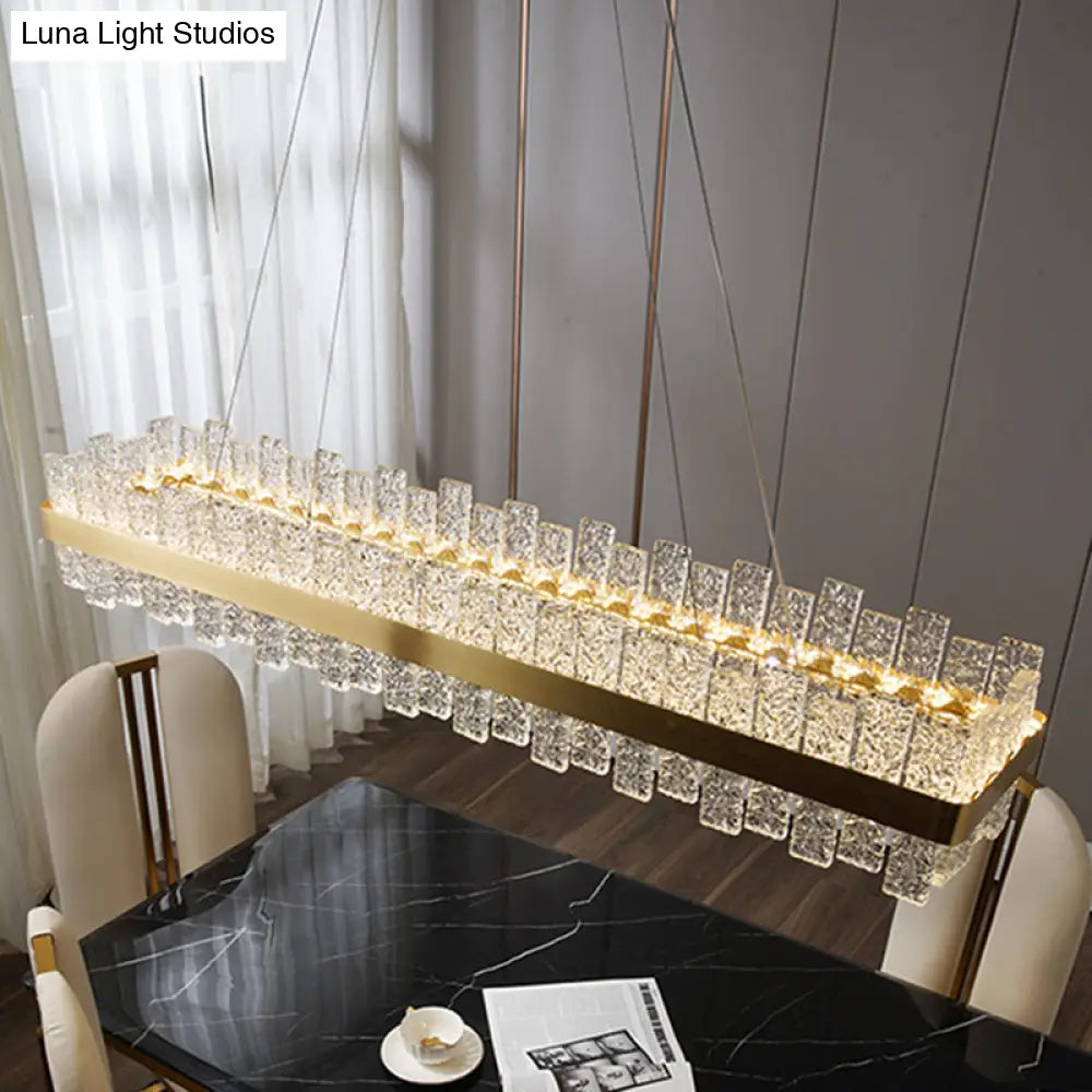 DecorBites™ Modern Crystal Loop Pendant Light with Brass Finish and LED