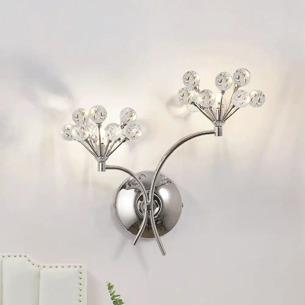 DecorBites™ Modern Crystal Orb Wall Sconce Light Fixture with 2 Lights, Chrome Finish - Perfect for Living Rooms