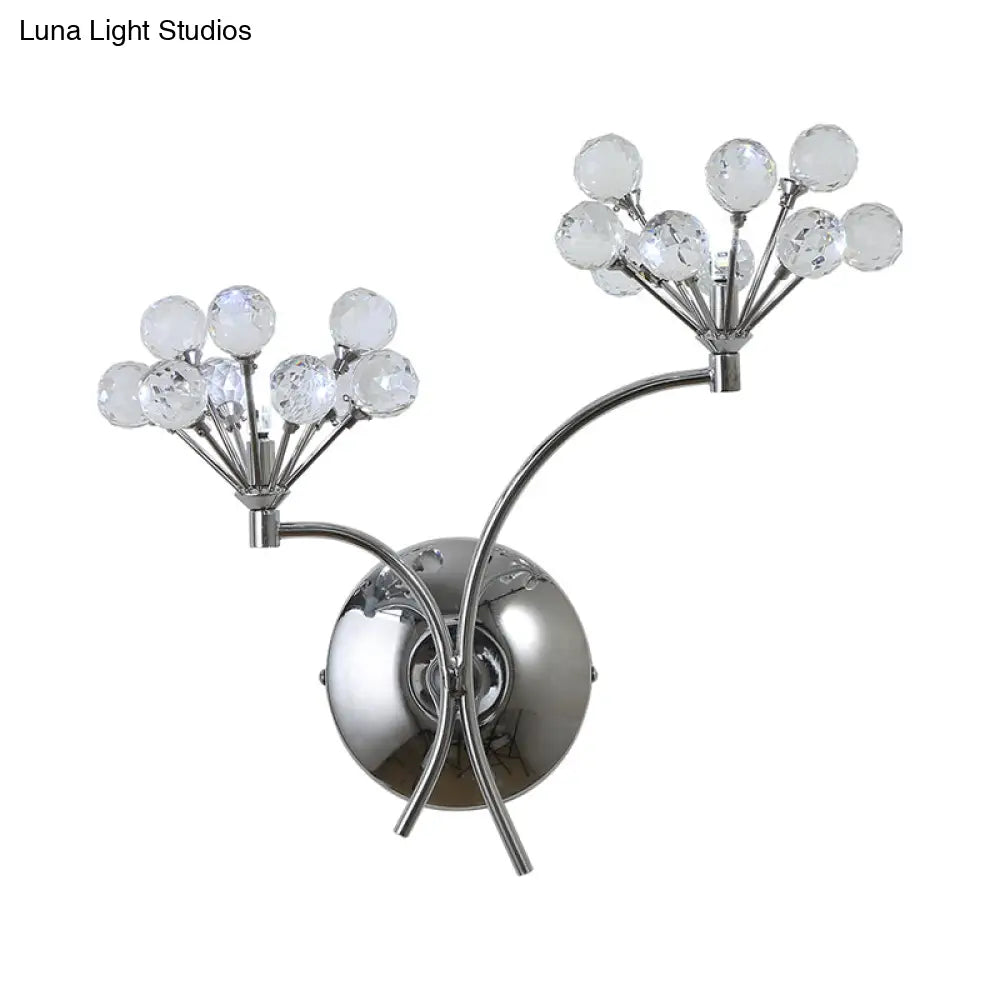 DecorBites™ Modern Crystal Orb Wall Sconce Light Fixture with 2 Lights, Chrome Finish - Perfect for Living Rooms