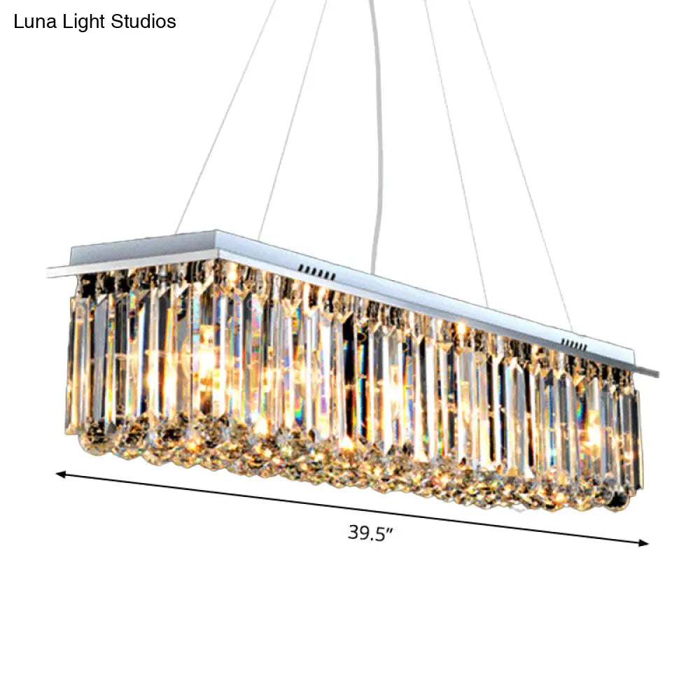 DecorBites™ Modern Crystal Pendant Island Lamp with Rectangle Shape, 4/5/6 Lights, Stainless Steel - Ideal for Restaurants