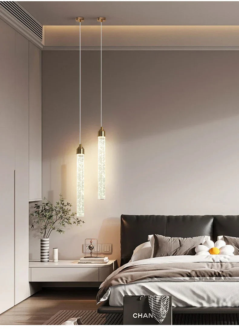 DecorBites™ Modern Crystal Pendant Light with Gold Fixtures - Home Decor