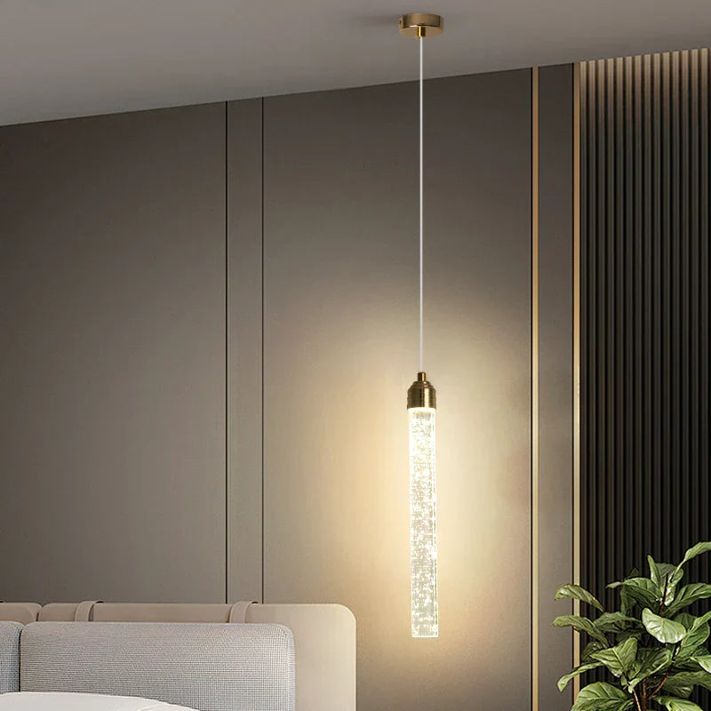 DecorBites™ Modern Crystal Pendant Light with Gold Fixtures - Home Decor