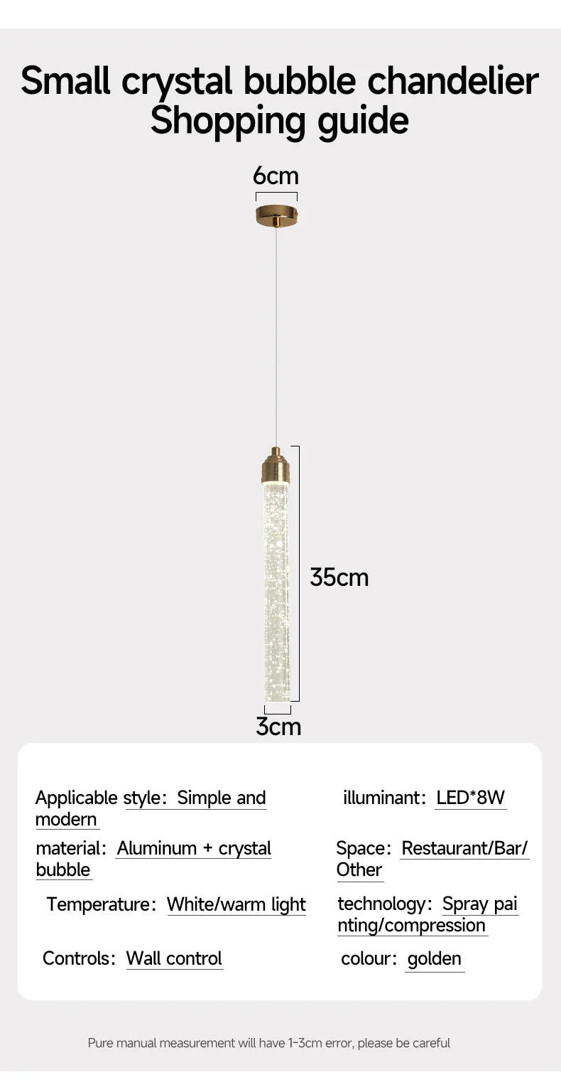 DecorBites™ Modern Crystal Pendant Light with Gold Fixtures - Home Decor