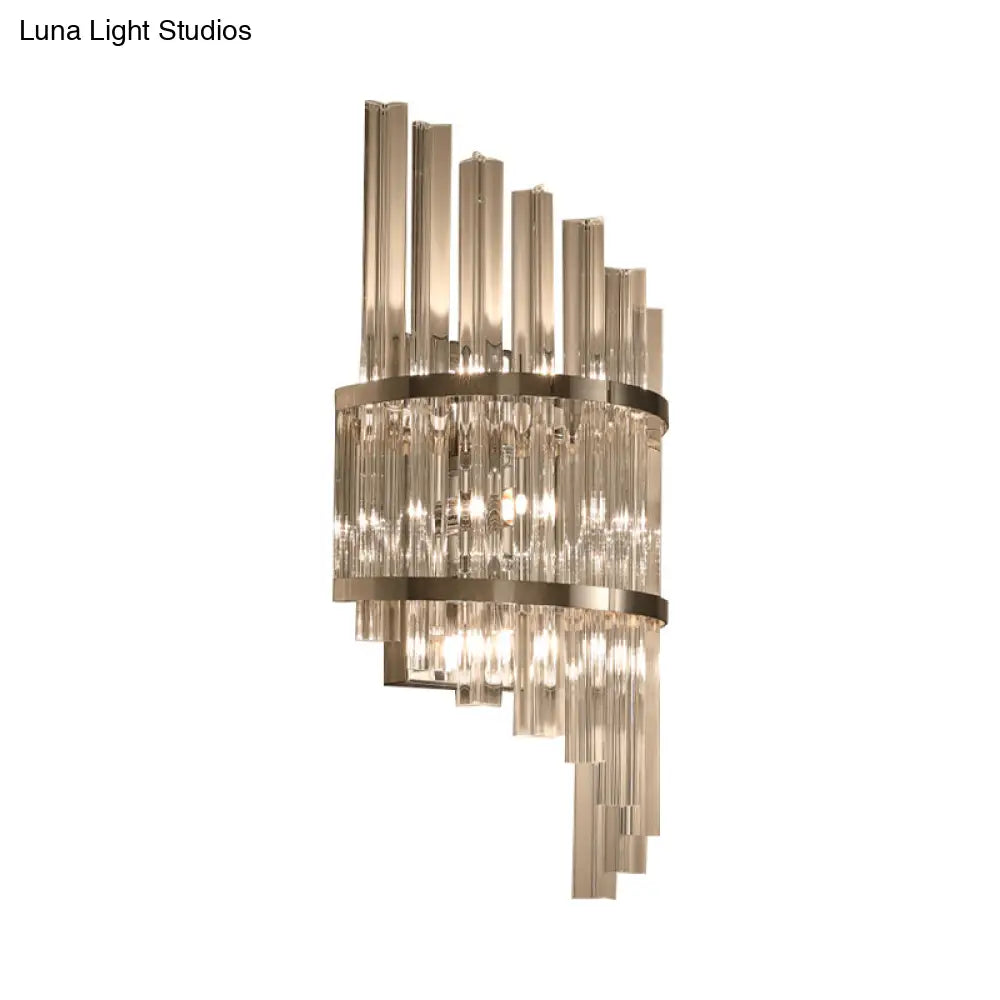 DecorBites™ Modern Crystal Prism Sconce Lighting - 3 Lights - Chrome/Gold Finish - Living Room Wall Mounted Lamp