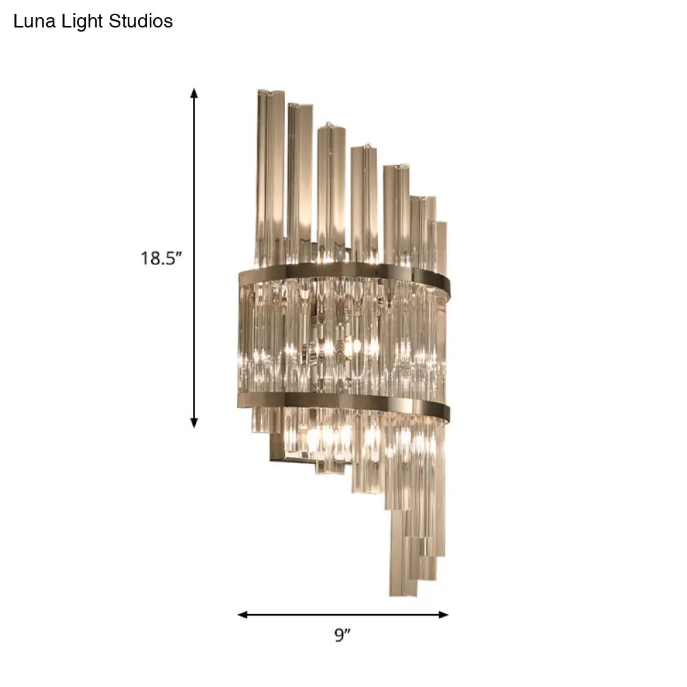 DecorBites™ Modern Crystal Prism Sconce Lighting - 3 Lights - Chrome/Gold Finish - Living Room Wall Mounted Lamp