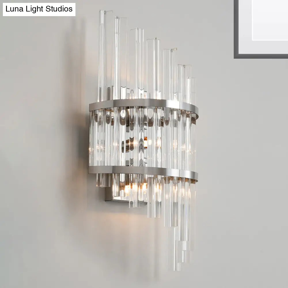 DecorBites™ Modern Crystal Prism Sconce Lighting - 3 Lights - Chrome/Gold Finish - Living Room Wall Mounted Lamp
