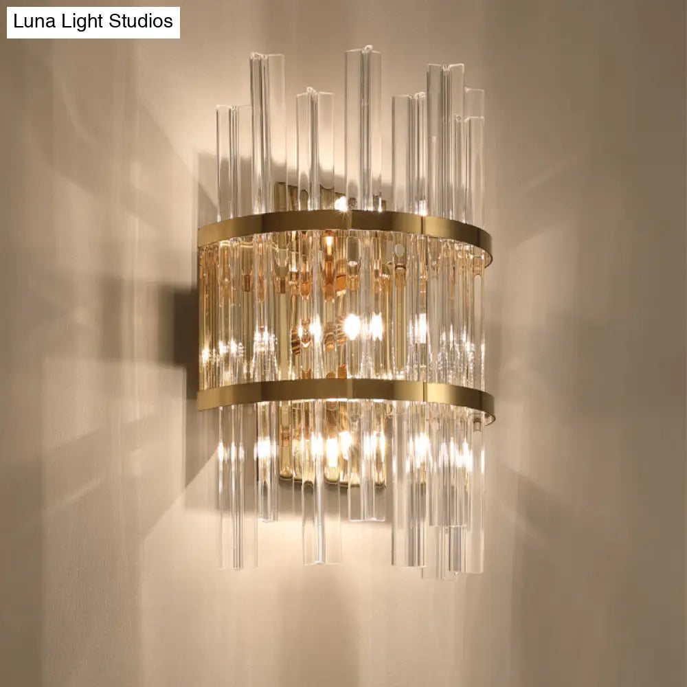 DecorBites™ Modern Crystal Prism Sconce Lighting - 3 Lights - Chrome/Gold Finish - Living Room Wall Mounted Lamp
