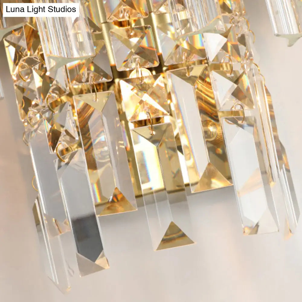 DecorBites™ Modern Crystal Prism Sconce Lighting - 3 Lights - Chrome/Gold Finish - Living Room Wall Mounted Lamp