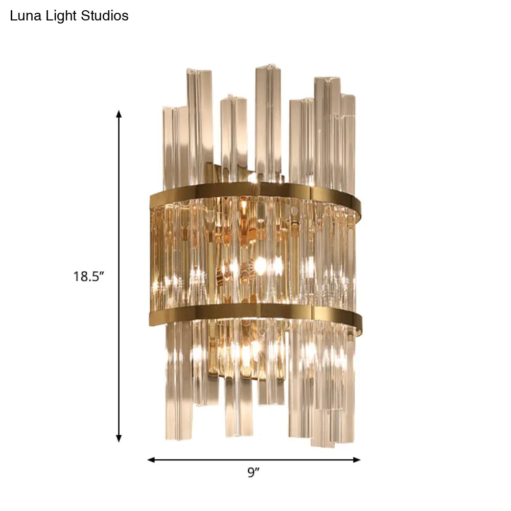 DecorBites™ Modern Crystal Prism Sconce Lighting - 3 Lights - Chrome/Gold Finish - Living Room Wall Mounted Lamp