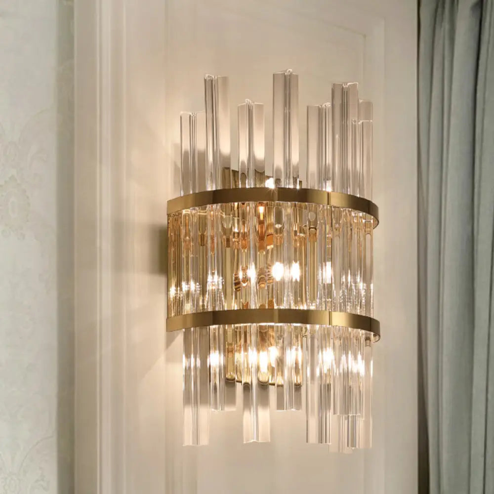 DecorBites™ Modern Crystal Prism Sconce Lighting - 3 Lights - Chrome/Gold Finish - Living Room Wall Mounted Lamp