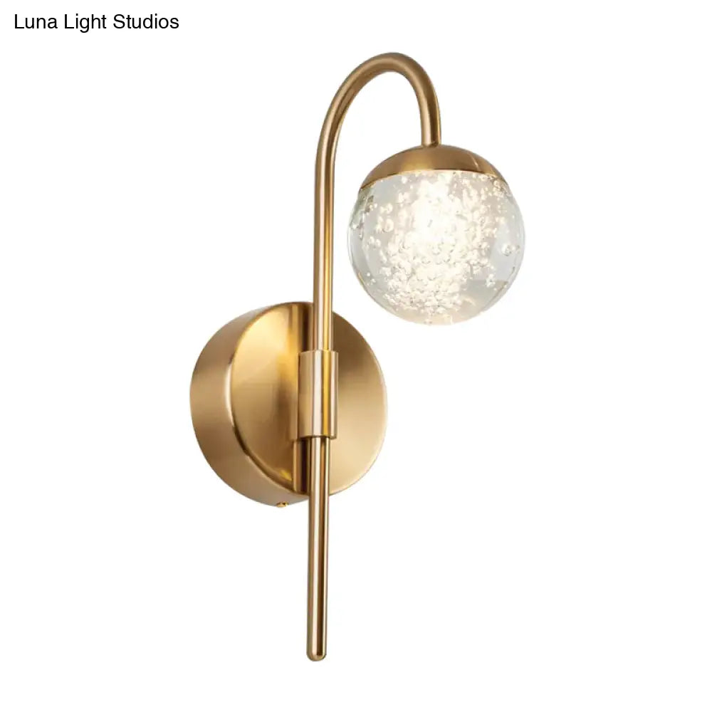 DecorBites™ Modern Crystal Spherical Wall Sconce with Gold Finish for Great Room Lighting