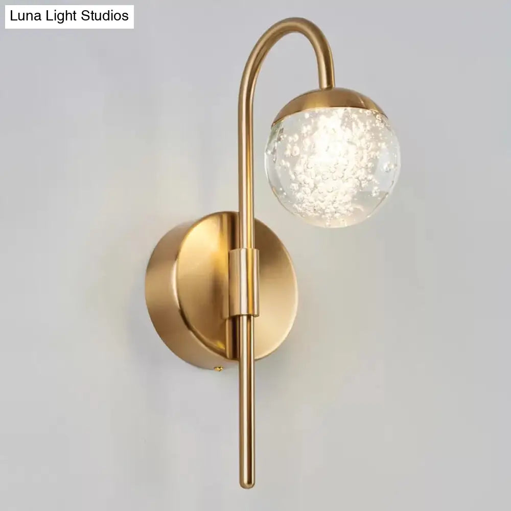 DecorBites™ Modern Crystal Spherical Wall Sconce with Gold Finish for Great Room Lighting