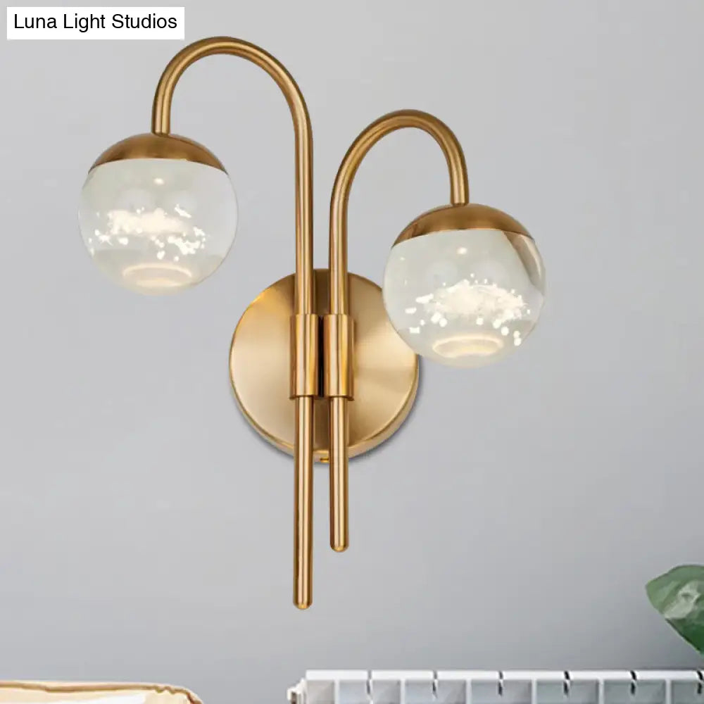 DecorBites™ Modern Crystal Spherical Wall Sconce with Gold Finish for Great Room Lighting